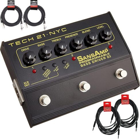Tech 21 PBDR SansAmp Programmable Bass Driver DI Bundle with 2 Instrument Cables and 2 XLR Cables in Saudi Arabia