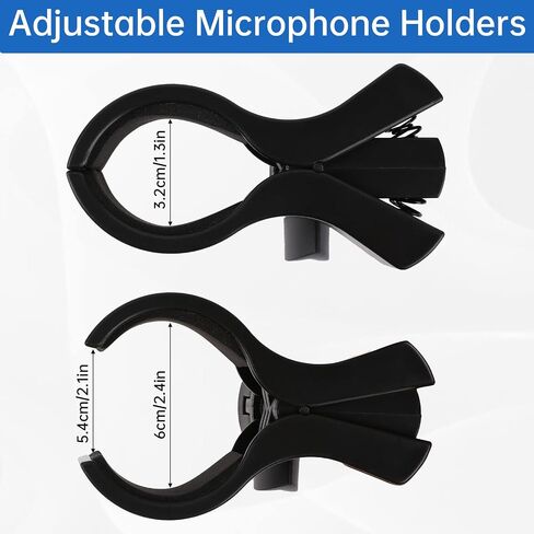 Universal Microphone Clip Holder with 5/8" Male to 3/8" Female Screw Adapter Adjustable Mic Holder for Microphones, Mic Clip Suitable for Outer Diameter Between 32mm and 60mm in Saudi Arabia
