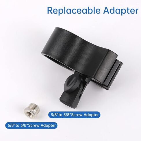 Universal Microphone Clip Holder with 5/8" Male to 3/8" Female Screw Adapter Adjustable Mic Holder for Microphones, Mic Clip Suitable for Outer Diameter Between 32mm and 60mm in Saudi Arabia