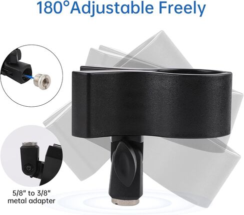 Universal Microphone Clip Holder with 5/8" Male to 3/8" Female Screw Adapter Adjustable Mic Holder for Microphones, Mic Clip Suitable for Outer Diameter Between 32mm and 60mm in Saudi Arabia