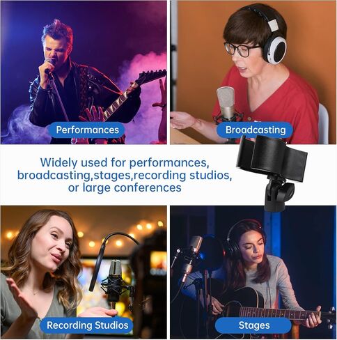 Universal Microphone Clip Holder with 5/8" Male to 3/8" Female Screw Adapter Adjustable Mic Holder for Microphones, Mic Clip Suitable for Outer Diameter Between 32mm and 60mm in Saudi Arabia