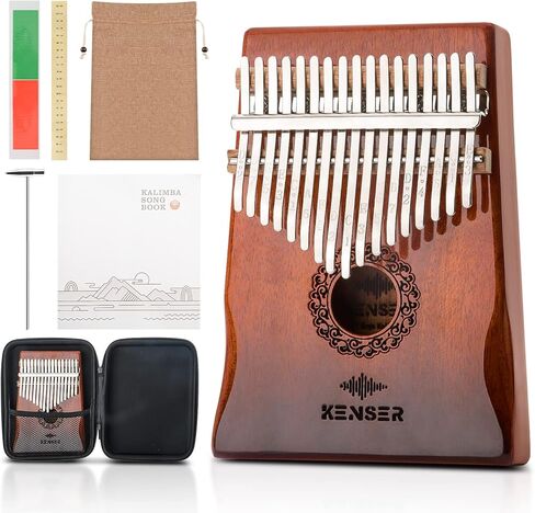 كينسر كاليمبا بيانو الإبهام 17 مفتاحًا مع حقيبة محمولة، أكاسيا مبيرا فنجر بيانو هدايا الآلات الموسيقية للأطفال البالغين المبتدئين المحترفين in Kuwait