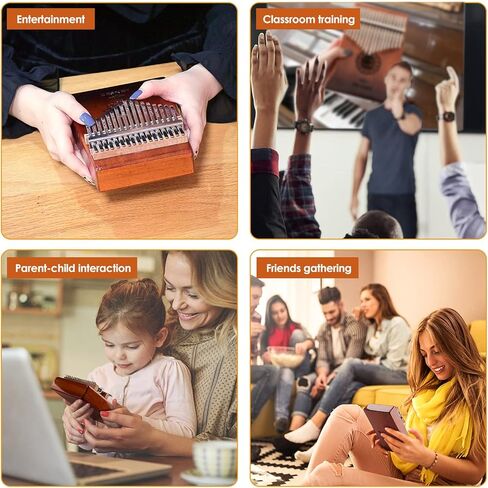 كينسر كاليمبا بيانو الإبهام 17 مفتاحًا مع حقيبة محمولة، أكاسيا مبيرا فنجر بيانو هدايا الآلات الموسيقية للأطفال البالغين المبتدئين المحترفين in Kuwait