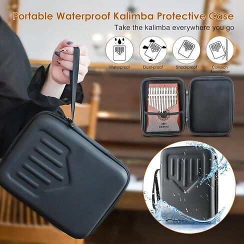 كينسر كاليمبا بيانو الإبهام 17 مفتاحًا مع حقيبة محمولة، أكاسيا مبيرا فنجر بيانو هدايا الآلات الموسيقية للأطفال البالغين المبتدئين المحترفين in Kuwait