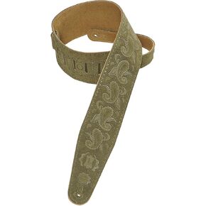 Levy's Leathers PMS44T03-BLK Hand-Brushed Suede Guitar Strap with Paisley Pattern, Black in Saudi Arabia
