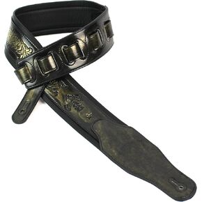 Walker and Williams GB-24 Brushed Gold Padded Guitar Strap with Fleur De Lis & French Chain Design for Acoustic, Electric, and Bass Guitars in Saudi Arabia