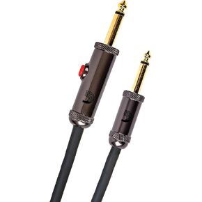 D'Addario Accessories 10' Circuit Breaker Instrument Cable with Latching Cut-Off Switch, Right Angle Plug, by D'Addario, (PW-AGLRA-10)