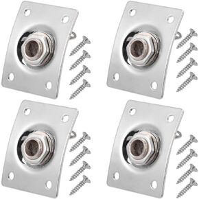 4 قطعة مقبس لوحة إخراج جيتار كهربائي مقبس من الفولاذ المقاوم للصدأ مربع جيتار جاك بيك اب مخرج مدخل جاك مقبس توصيل مع مسامير 6.35 مم فضي in Kuwait