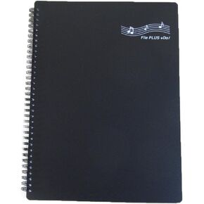 FILE PLUS DO Folder for Musicians, Sheet Music Folder, Band Folder, Writable, Spiral-Bound, US LETTER / A4 Size, 30 Sleeves, 60 Pages (Black)