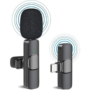 ميكروفون Lavalier لاسلكي احترافي لنظام Android - ميكروفون USB C Lavalier - ميكروفون لاسلكي صغير USB C للهاتف/الكمبيوتر المحمول، ميكروفون مشبك لتسجيل الفيديو، والمقابلات، واليوتيوب، والبث المباشر in Kuwait