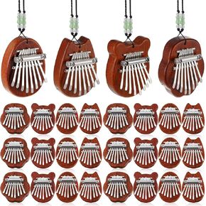Boao 24 Pieces Mini Kalimba 8 Key Exquisite Finger Thumb Piano Cute Finger Piano with Lanyard Small Piano Accessories for Kids Adults Beginners Music Lovers Players Pendant Gift, Individually Wrapped in Kuwait