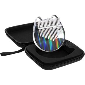 قوس قزح واضح كاليمبا الإبهام البيانو القط على شكل 17 مفتاح الصلبة إصبع البيانو شفافة الجسم لطيف كريستال الاكريليك كاليمبا مع الحالات الصعبة الهدايا للأطفال الكبار مبتدئين مع ضبط المطرقة in Kuwait