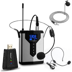 بيترون ميكروفون USB لاسلكي للكمبيوتر/اللابتوب/الكمبيوتر المكتبي، التوصيل والتشغيل، ميكروفون لافالير لاسلكي مع سماعة راس للتكبير والاجتماعات والبث الصوتي واليوتيوب والتسجيل عبر الانترنت in Kuwait
