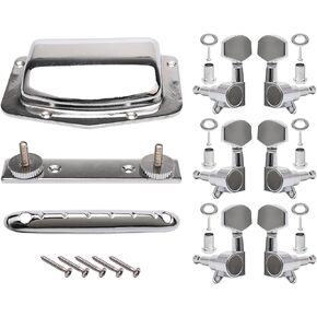 Guitar Adjustable Fixed Bridge Tailpiece with 3L3R Tuning Pegs Include Bridge Tailpiece Cover and Mounting Screws for Vintage Teisco Electric Guitar in Saudi Arabia