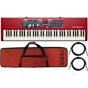 حزمة لوحة مفاتيح Nord Electro 6D 73 Key شبه مرجحة مع حافظة ناعمة وكابلات TRS مقاس 1/4 بوصة (عبوتان) (4 عناصر) in Kuwait