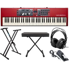 حزمة Nord Electro 6D 73 73-Note شبه مرجحة مع حامل لوحة مفاتيح قابل للتعديل، مقعد X مزدوج قابل للتعديل، دواسة مستدامة، وسماعات رأس مغلقة من الخلف (5 عناصر) in Kuwait