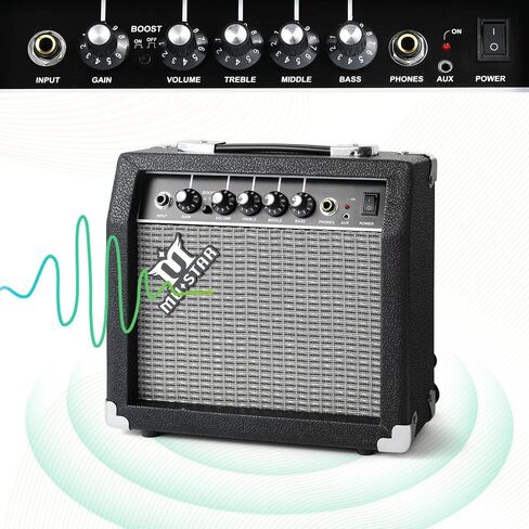 MUSTAR Electric Guitar Kit with 25W Amplifier, 39 Inch Full Size Solid Wood Electric Guitar Beginner Kits, Gig Bag, Digital Tuner, Capo, Strap, Cable, Picks, Birthday Holiday Gifts (Green, MEG-100) in Saudi Arabia