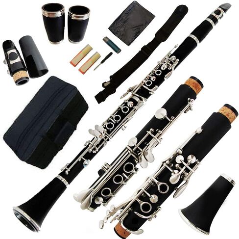 Funion B Flat Clarinet Set 17 Keys Clarinet Nickel Plated Keys Bb Clarinet With 2 Barrels Case Polishing Cloth Mouthpiece Kit Reed in Saudi Arabia