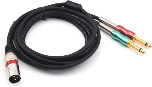 SiYear XLR 3 Pin Male to Double 6.35mm 1/4" TS male Y Splitter Cable, Dual Mono Male (1/4 inch) 6.35mm to XLR Male Plug Stereo Microphone Cables(3.3Feet) in Kuwait