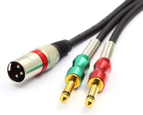 SiYear XLR 3 Pin Male to Double 6.35mm 1/4" TS male Y Splitter Cable, Dual Mono Male (1/4 inch) 6.35mm to XLR Male Plug Stereo Microphone Cables(3.3Feet) in Kuwait