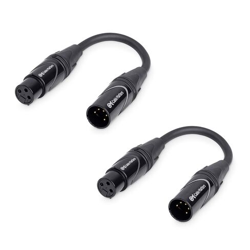 Cable Matters 2-Pack 5 Pin to 3 Pin DMX Lighting Cable 6 Inches (5-Pin Male to 3-Pin Female XLR Cable, 3 Pin to 5 Pin DMX Adapter Cable) in Black in Saudi Arabia