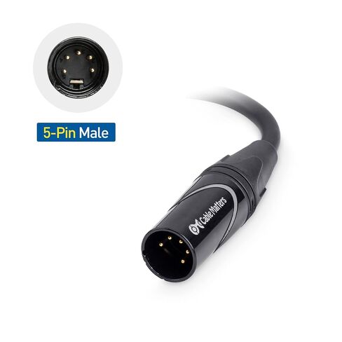 Cable Matters 2-Pack 5 Pin to 3 Pin DMX Lighting Cable 6 Inches (5-Pin Male to 3-Pin Female XLR Cable, 3 Pin to 5 Pin DMX Adapter Cable) in Black in Saudi Arabia