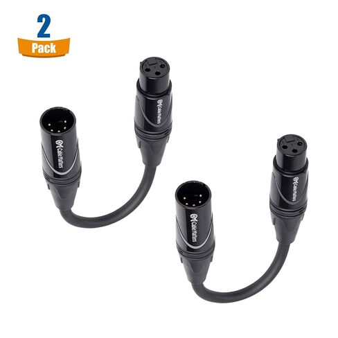 Cable Matters 2-Pack 5 Pin to 3 Pin DMX Lighting Cable 6 Inches (5-Pin Male to 3-Pin Female XLR Cable, 3 Pin to 5 Pin DMX Adapter Cable) in Black in Saudi Arabia