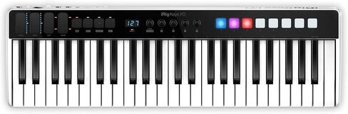 IK Multimedia iRig Keys I/O 49 portable keyboard MIDI controller 24-bit/ 96Khz audio interface full-size synth velocity-sensitive, 48V phantom power, XLR mic preamp, iPhone, iPad, Android, Mac, PC in Kuwait