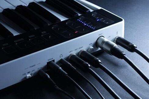 IK Multimedia iRig Keys I/O 49 portable keyboard MIDI controller 24-bit/ 96Khz audio interface full-size synth velocity-sensitive, 48V phantom power, XLR mic preamp, iPhone, iPad, Android, Mac, PC in Kuwait