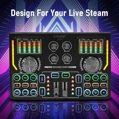 Podcast Equipment Bundle,Podcast Mixer with Sound Effects, LED Light Voice Changer Sound Card for Recording Studio- Podcast Starter Kit for Live Streaming Computer Vlog Living Broadcast in Kuwait