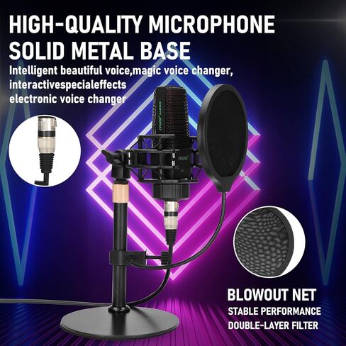 Podcast Equipment Bundle,Podcast Mixer with Sound Effects, LED Light Voice Changer Sound Card for Recording Studio- Podcast Starter Kit for Live Streaming Computer Vlog Living Broadcast in Kuwait