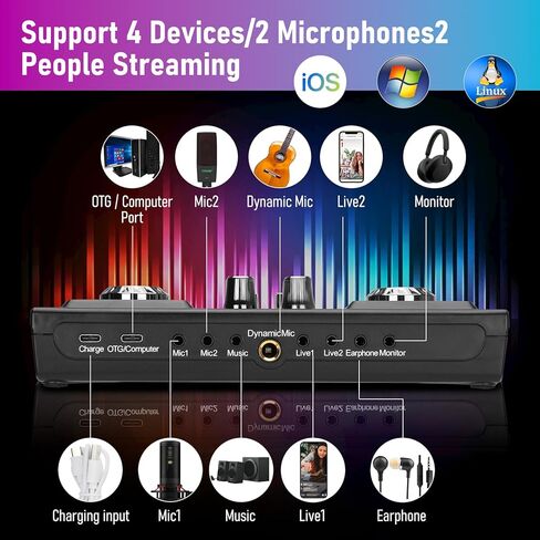 Podcast Equipment Bundle,Podcast Mixer with Sound Effects, LED Light Voice Changer Sound Card for Recording Studio- Podcast Starter Kit for Live Streaming Computer Vlog Living Broadcast in Kuwait