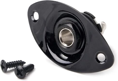 EXCEART Input Output Jack Plug Socket Oval Plate Jack with 2 Mounting Screws for Mono Electric Guitar (Black) in Saudi Arabia