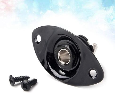EXCEART Input Output Jack Plug Socket Oval Plate Jack with 2 Mounting Screws for Mono Electric Guitar (Black) in Saudi Arabia