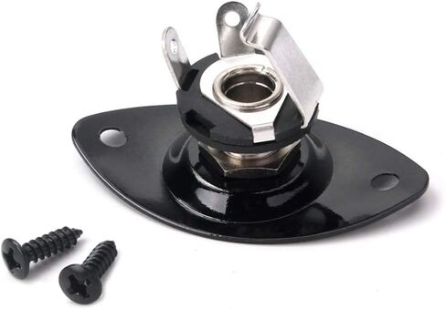 EXCEART Input Output Jack Plug Socket Oval Plate Jack with 2 Mounting Screws for Mono Electric Guitar (Black) in Saudi Arabia