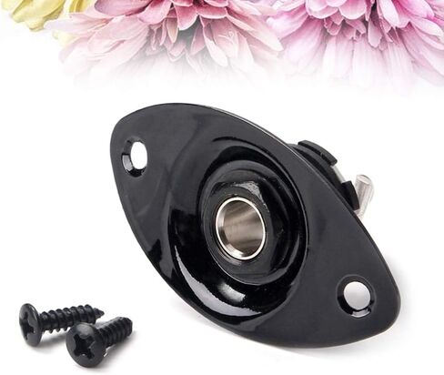 EXCEART Input Output Jack Plug Socket Oval Plate Jack with 2 Mounting Screws for Mono Electric Guitar (Black) in Saudi Arabia
