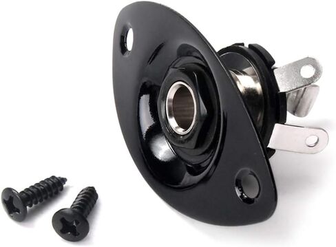 EXCEART Input Output Jack Plug Socket Oval Plate Jack with 2 Mounting Screws for Mono Electric Guitar (Black) in Saudi Arabia