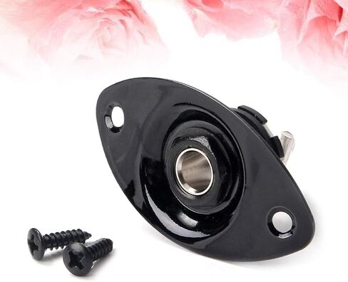 EXCEART Input Output Jack Plug Socket Oval Plate Jack with 2 Mounting Screws for Mono Electric Guitar (Black) in Saudi Arabia