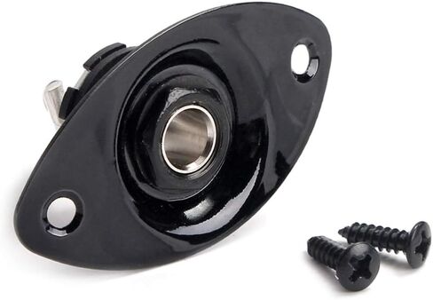 EXCEART Input Output Jack Plug Socket Oval Plate Jack with 2 Mounting Screws for Mono Electric Guitar (Black) in Saudi Arabia