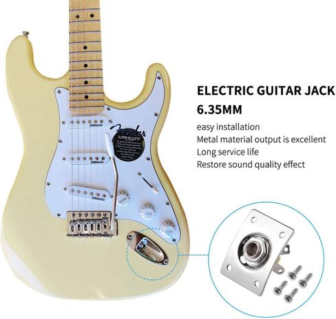 4 قطعة مقبس لوحة إخراج جيتار كهربائي مقبس من الفولاذ المقاوم للصدأ مربع جيتار جاك بيك اب مخرج مدخل جاك مقبس توصيل مع مسامير 6.35 مم فضي in Kuwait