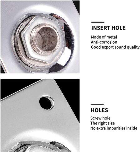 4 قطعة مقبس لوحة إخراج جيتار كهربائي مقبس من الفولاذ المقاوم للصدأ مربع جيتار جاك بيك اب مخرج مدخل جاك مقبس توصيل مع مسامير 6.35 مم فضي in Kuwait