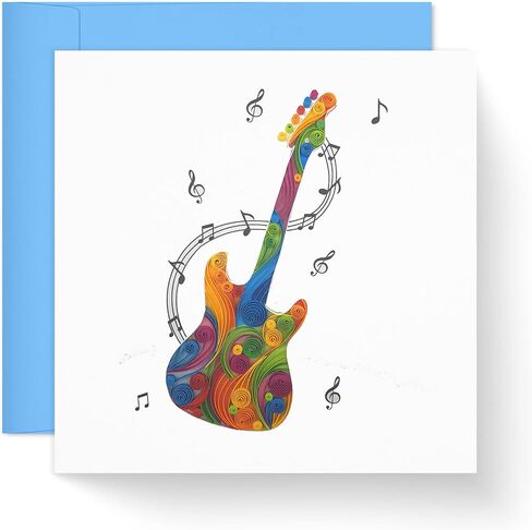 Happy Anniversary Card with Guitar and Music Note Shaped, Quilling Greeting Card, Unique Gift for Guitar Players for Birthday, Fathers Day, Friend Men Son Dad (Electric Guitar) in Saudi Arabia