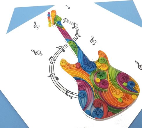 Happy Anniversary Card with Guitar and Music Note Shaped, Quilling Greeting Card, Unique Gift for Guitar Players for Birthday, Fathers Day, Friend Men Son Dad (Electric Guitar) in Saudi Arabia