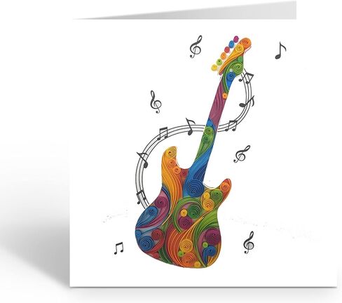 Happy Anniversary Card with Guitar and Music Note Shaped, Quilling Greeting Card, Unique Gift for Guitar Players for Birthday, Fathers Day, Friend Men Son Dad (Electric Guitar) in Saudi Arabia