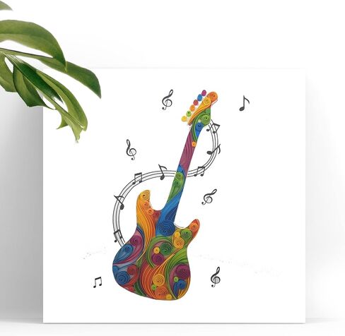 Happy Anniversary Card with Guitar and Music Note Shaped, Quilling Greeting Card, Unique Gift for Guitar Players for Birthday, Fathers Day, Friend Men Son Dad (Electric Guitar) in Saudi Arabia