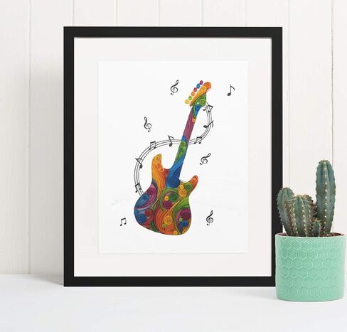 Happy Anniversary Card with Guitar and Music Note Shaped, Quilling Greeting Card, Unique Gift for Guitar Players for Birthday, Fathers Day, Friend Men Son Dad (Electric Guitar) in Saudi Arabia