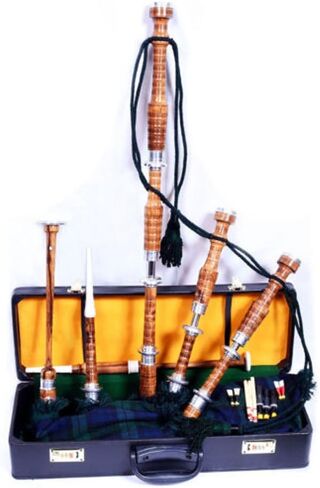 Brand New Great Highland Rosewood Bagpipe Black Watch Full Silver Amounts Natural Finish with Hard Case free Tutor Book in Saudi Arabia