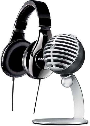 مجموعة تسجيل الهاتف المحمول من شور مع سماعات رأس SRH240A وميكروفون MV5 بما في ذلك كابلات Lightning وUSB، رمادي، أسود (MV5/A-240 BNDL) in Kuwait