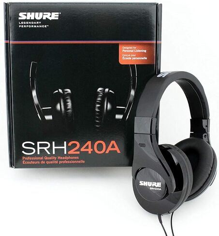 مجموعة تسجيل الهاتف المحمول من شور مع سماعات رأس SRH240A وميكروفون MV5 بما في ذلك كابلات Lightning وUSB، رمادي، أسود (MV5/A-240 BNDL) in Kuwait