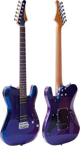 M MUSI Virgo Fusion Electric Guitar Coil Split Humbucker Pickup القيثارات الكهربائية ذات الجسم الصلب، نهاية مستديرة من الفولاذ المقاوم للصدأ، جسم الماهوجني، رقبة القيقب المحمص، لموسيقى الروك/البلوز/الجاز، VF in Kuwait